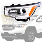 Driver Side Halogen Headlight for GMC Acadia (2017–2019) LH, Chrome, LED DRL