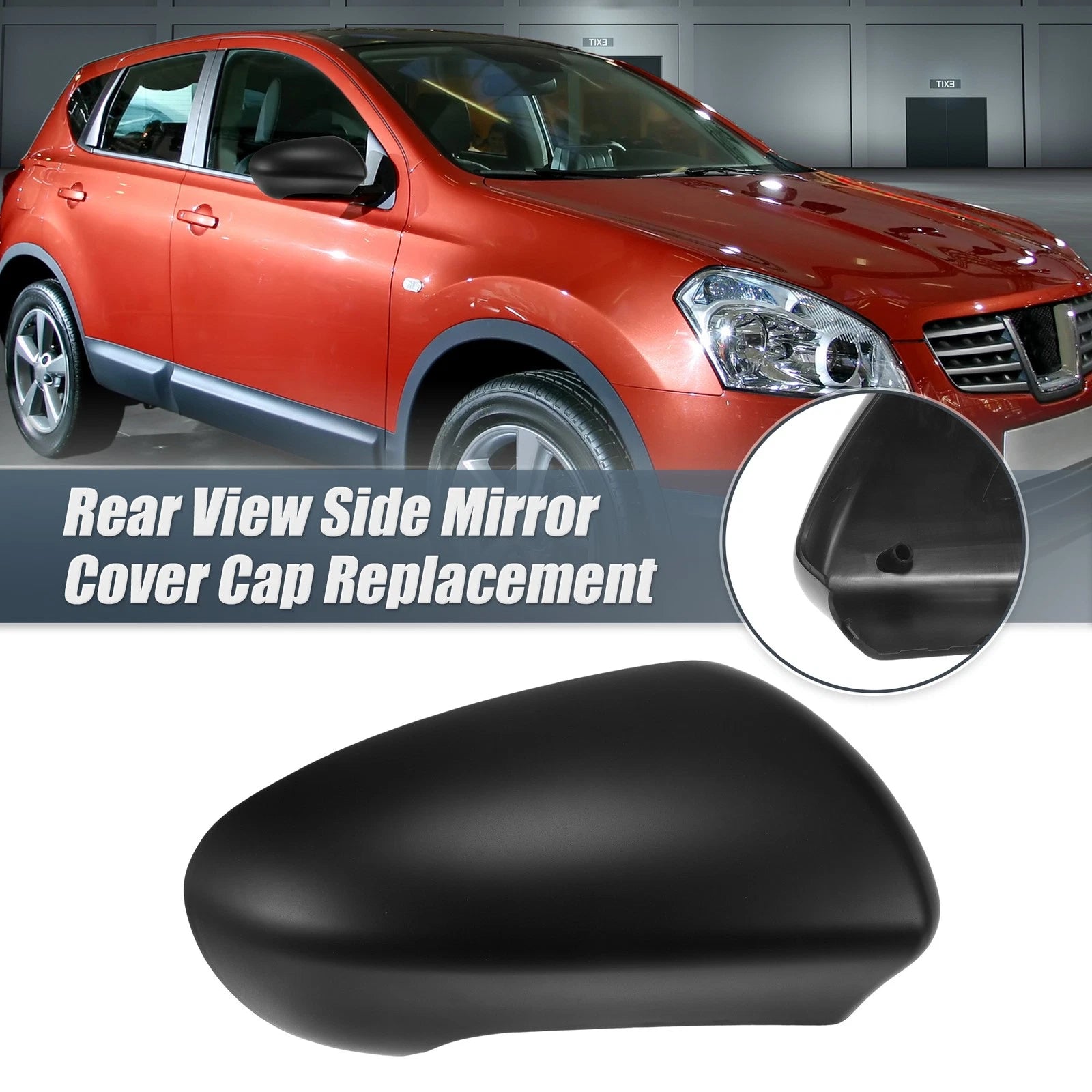 Right Side Mirror Cover Cap for Nissan Qashqai J10 (2007–2014) Matte Black