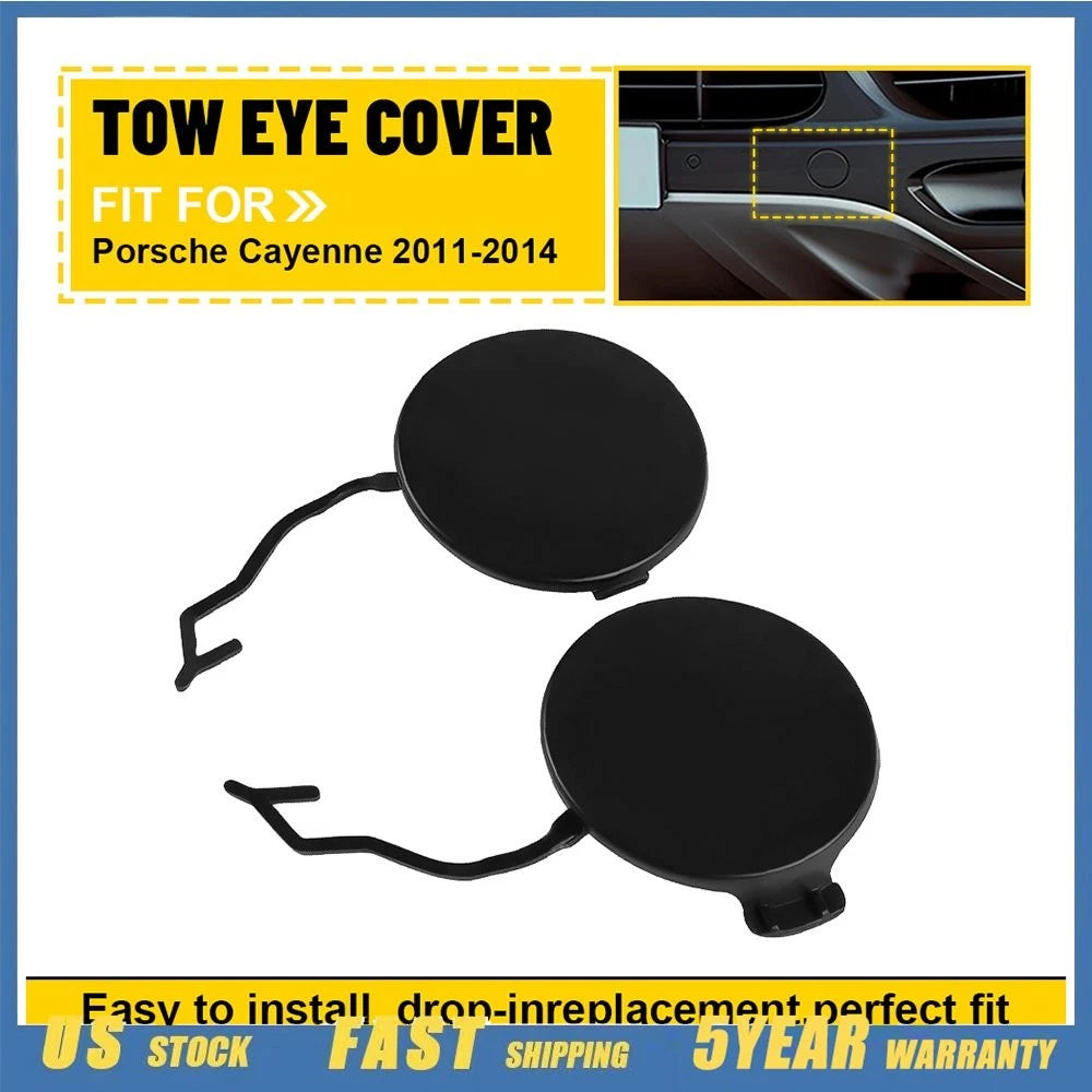 2X Front Bumper Tow Hook Eye Cap Cover for Porsche Cayenne (2011–2014) Black