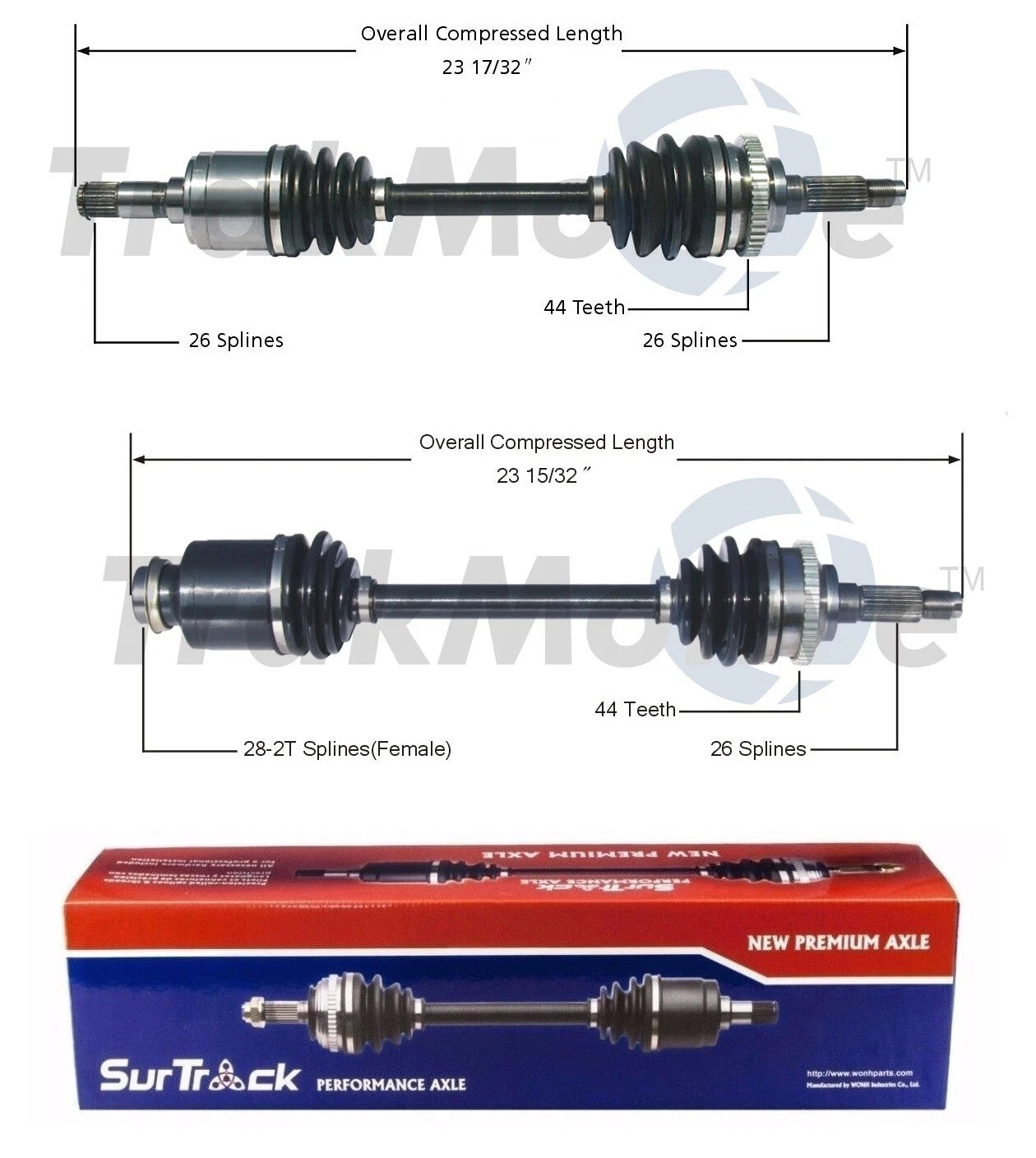Set of 2 Front CV Axle Shafts for Ford Escort (1997–2002)