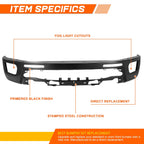 Front Bumper for Ford Ranger (2019–2024) w/Fog Lamp Holes Primered Black