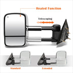 Set of 2 Power Heated Chrome Side Towing Mirrors for Chevy Silverado/GMC Sierra (2014–2020)