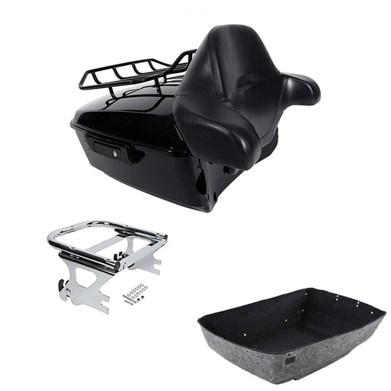 Black King Trunk Backrest & Mount Rack for Harley Touring (1997–2008)