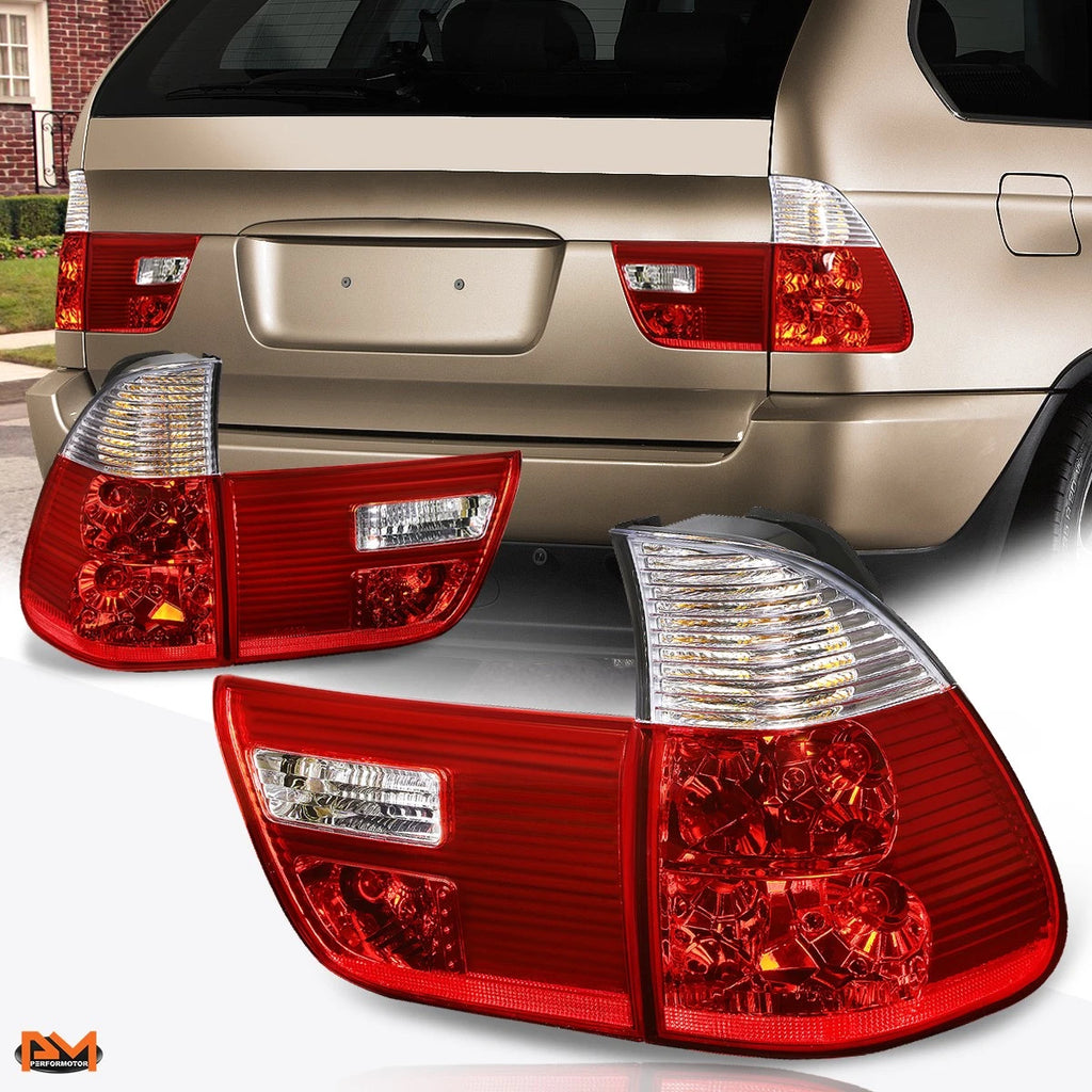 Pair Clear/Red Lens Tail Lights for BMW X5 E53 (2000–2006)