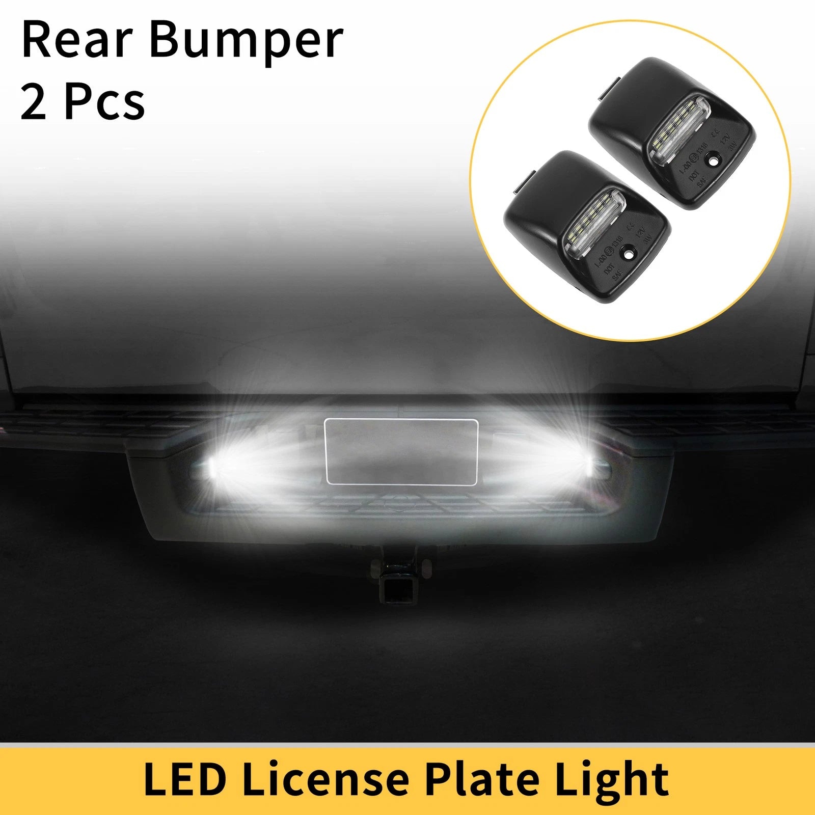 2X License Plate Light Tag Lamp White for Toyota Tundra (2000–2013)