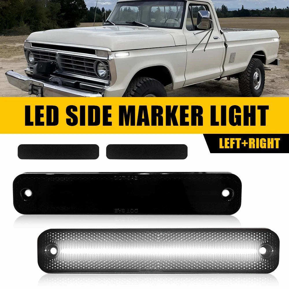 2Pcs Smoked Lens Side Marker Lights for Ford Bronco/F-Series/E-Series