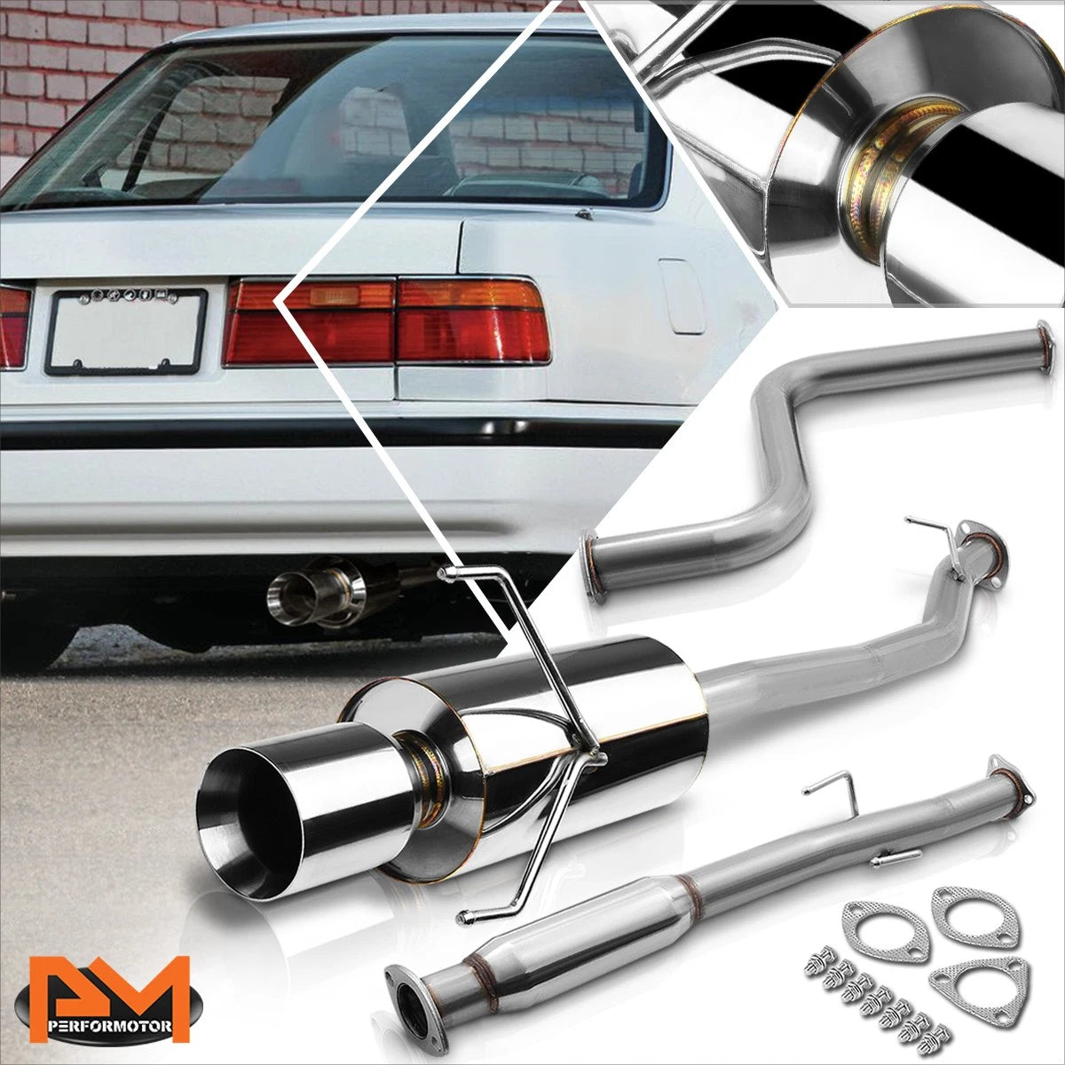 4" Rolled Tip Muffler Catback Exhaust for Honda Accord CB7/CB9 (1990–1993)