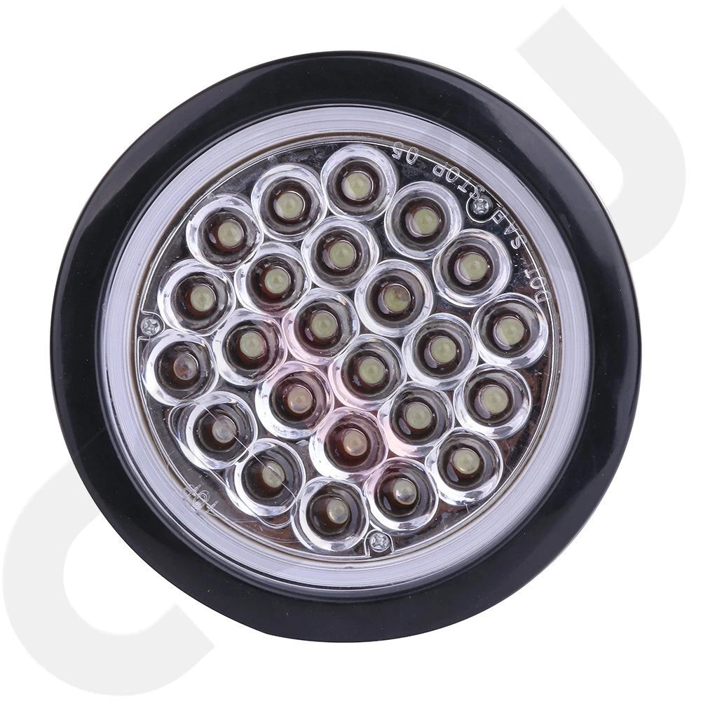 Set of 2 4'' Round White LED Reverse Lights for Truck Trailer (24V)