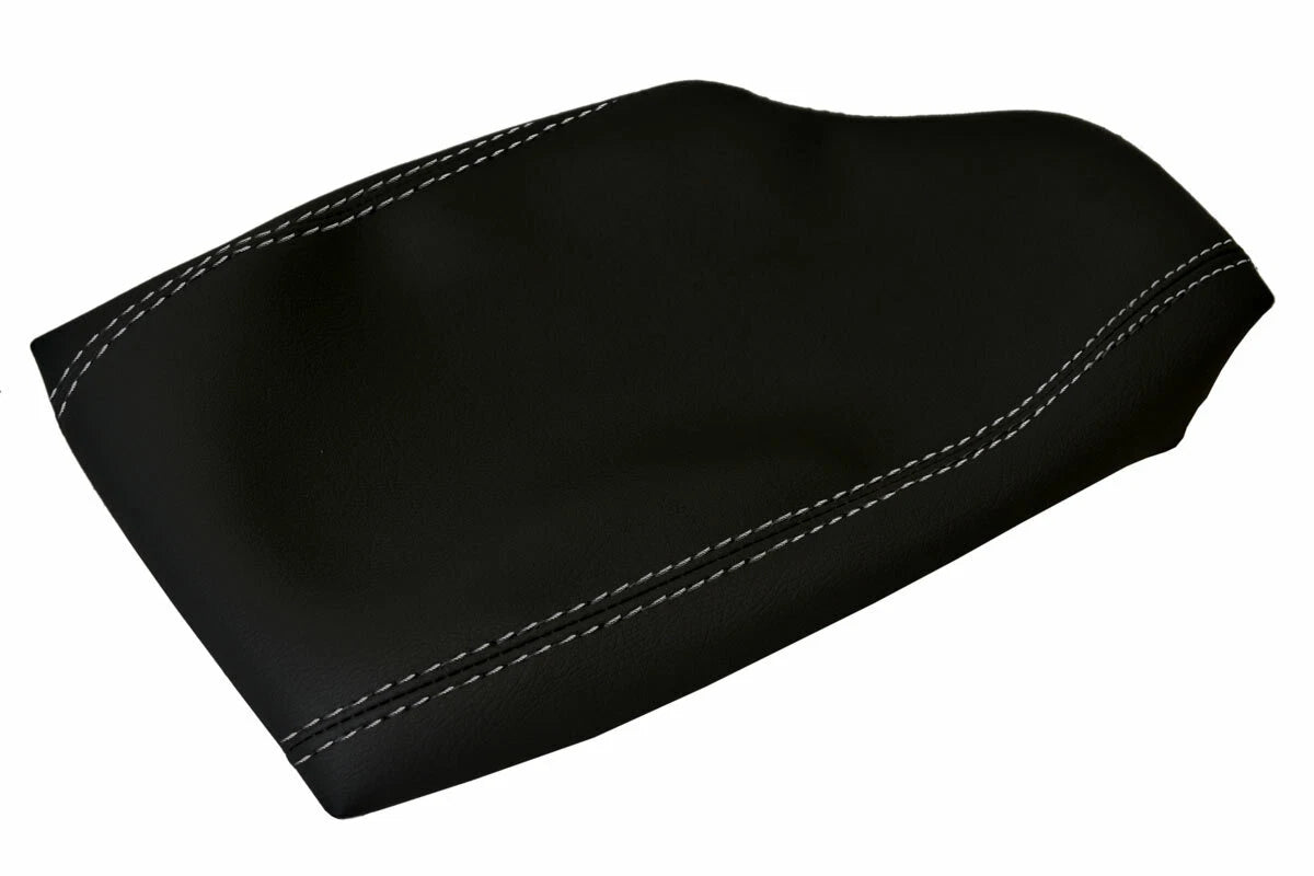 Leather Console Lid Armrest Cover for BMW F30 (2014–2018) Black Gray Stitch