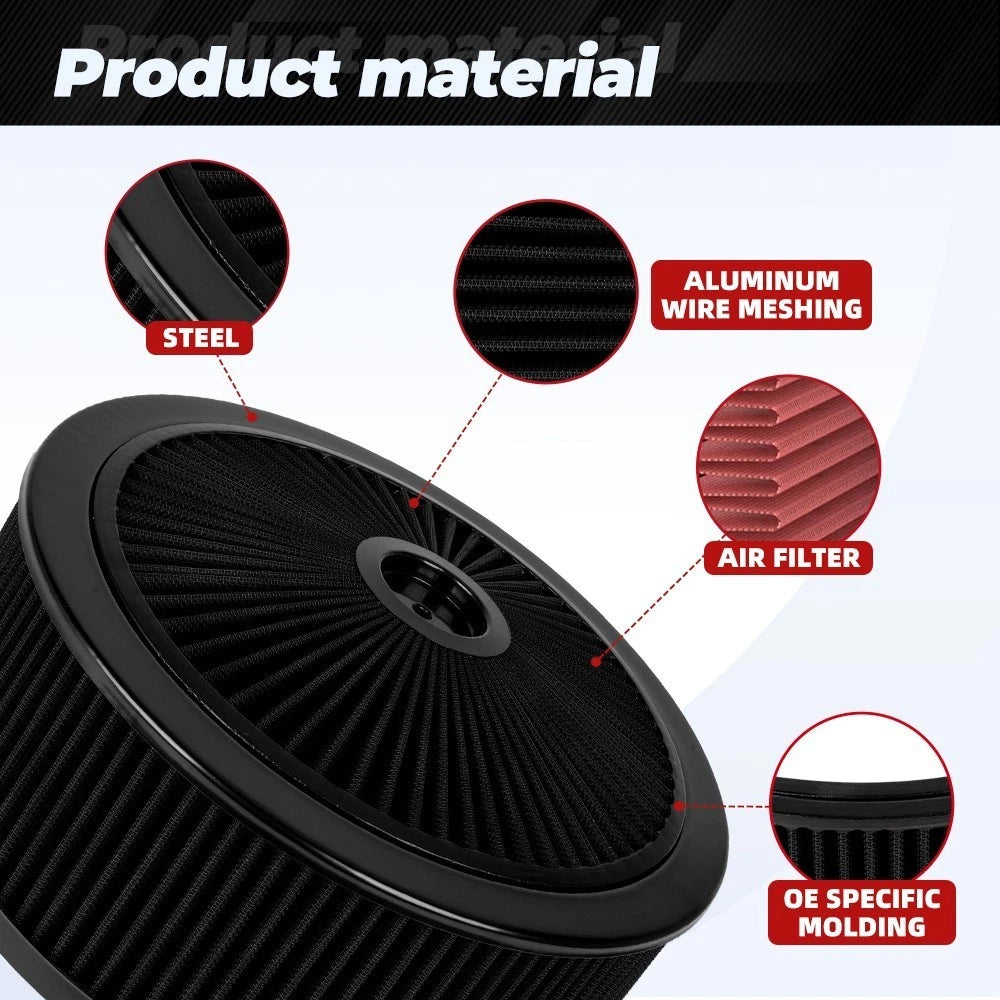 Air Cleaner Kit with Chrome Lid for Universal Fit (14" x 5")