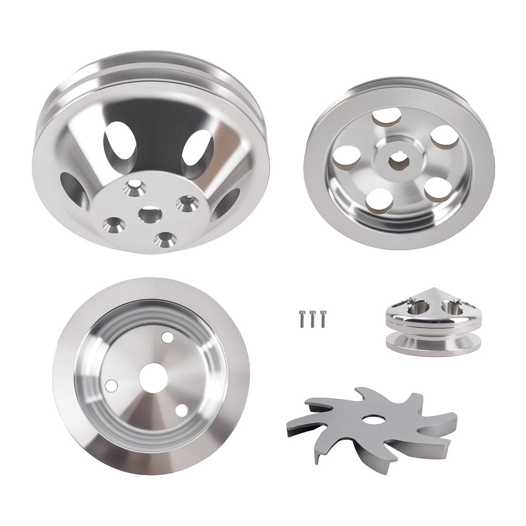 2 Groove Water Pump Crank Pulley Kit for Small Block Chevy 283/327/400