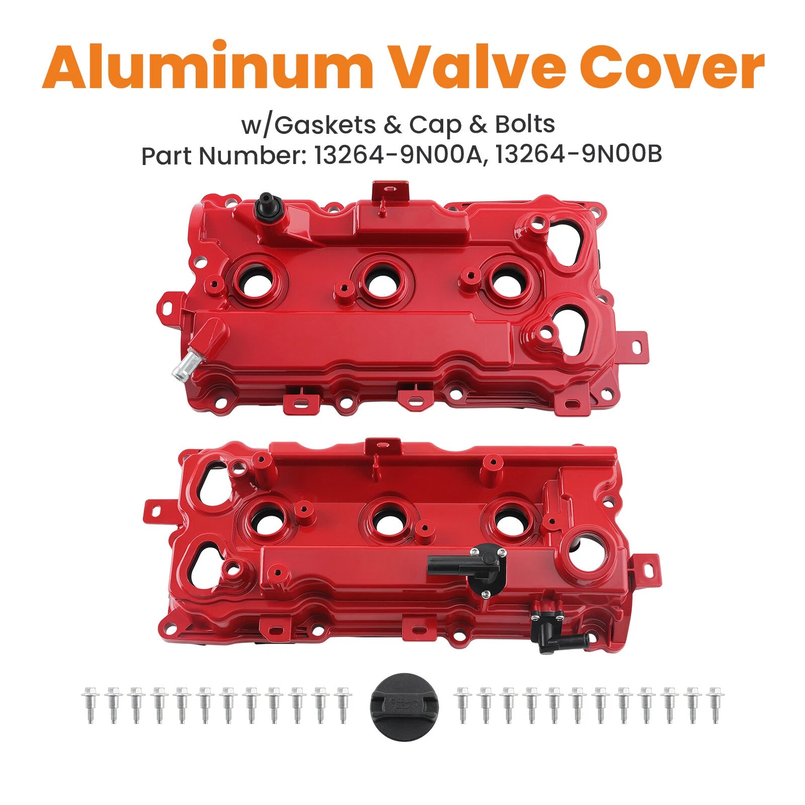 2X Aluminum Valve Covers with Gaskets for Nissan Altima Murano QX60 (2015–2018)