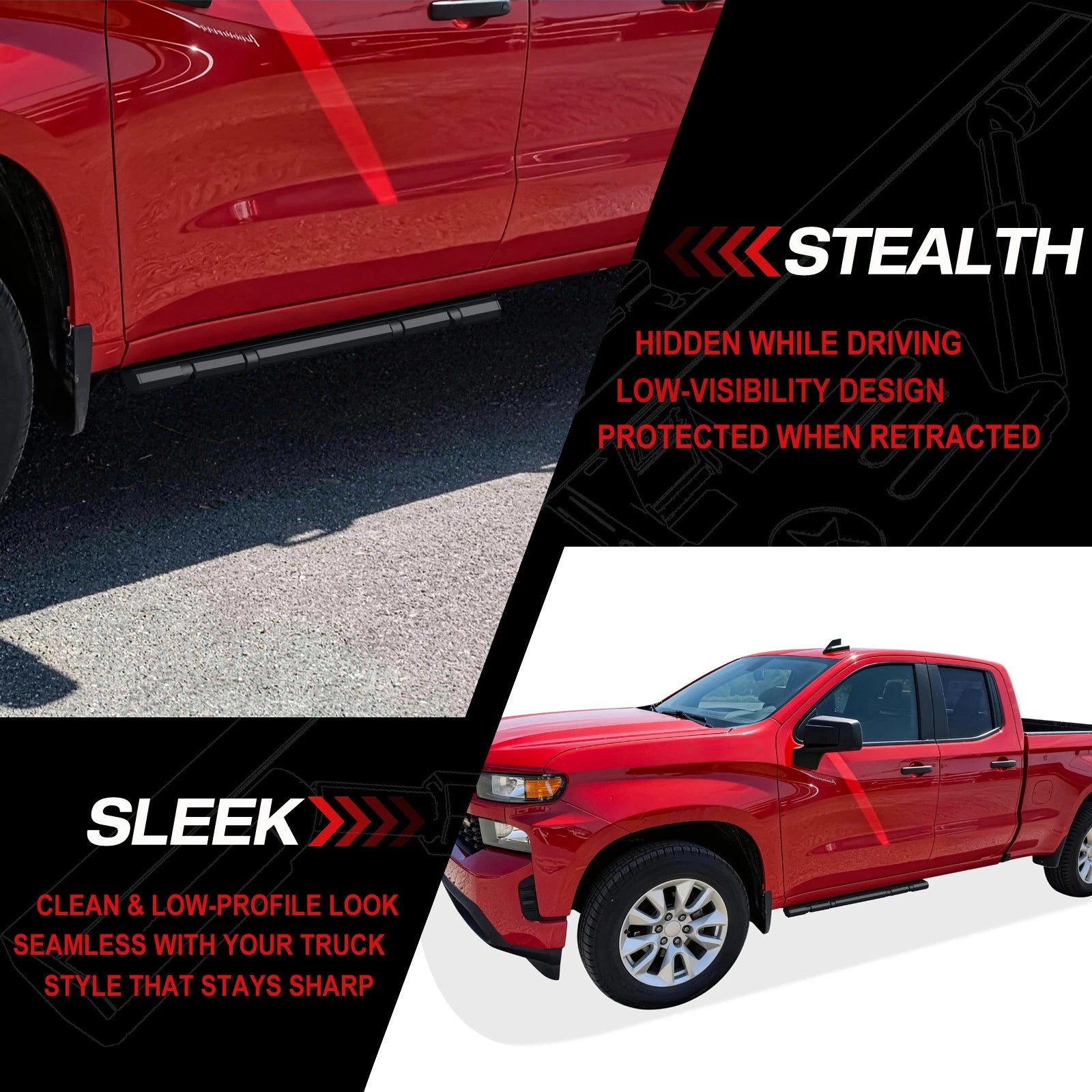Power Running Boards for Silverado Sierra 1500 Double Cab (2019-2026)