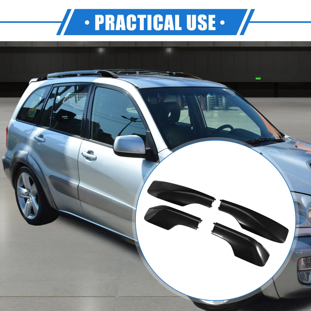 Set of 4 Roof Rack Side Rails End Cover Shells for Toyota RAV4 (2001–2005) Black