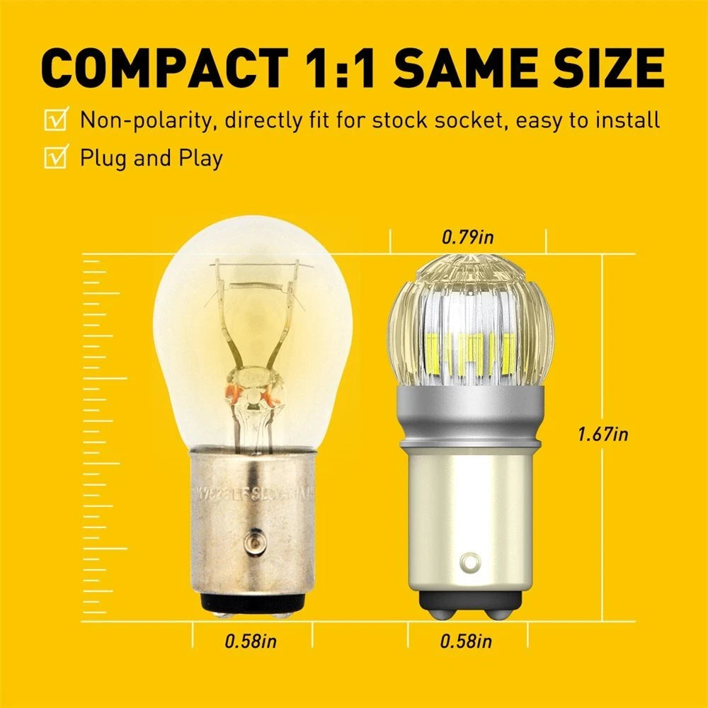 2X LED Turn Signal Brake Reverse Parking Light Bulb for AUXITO (6500K)
