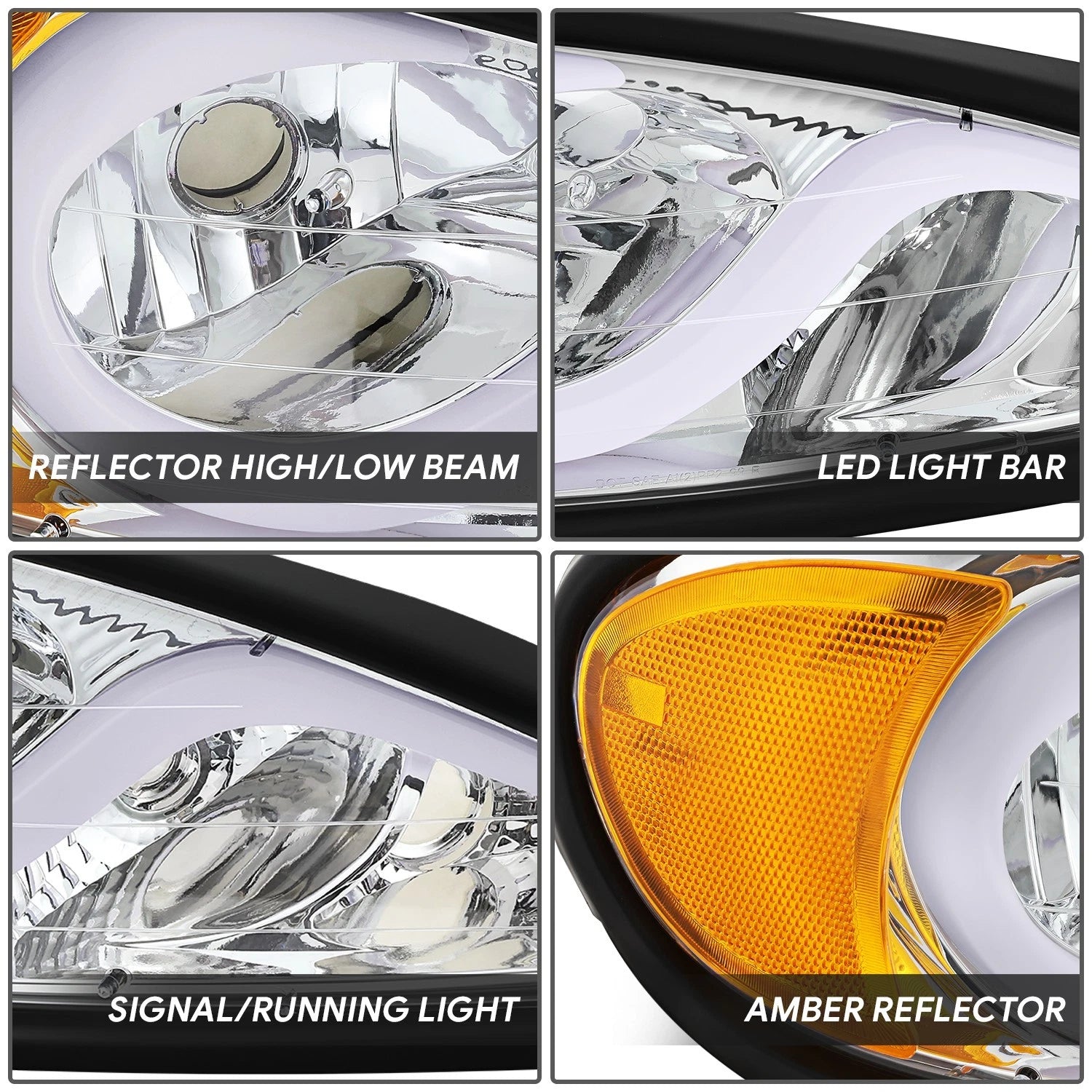 LED DRL for Pontiac Grand Am (1999–2005) Chrome Housing Amber Side Lamp
