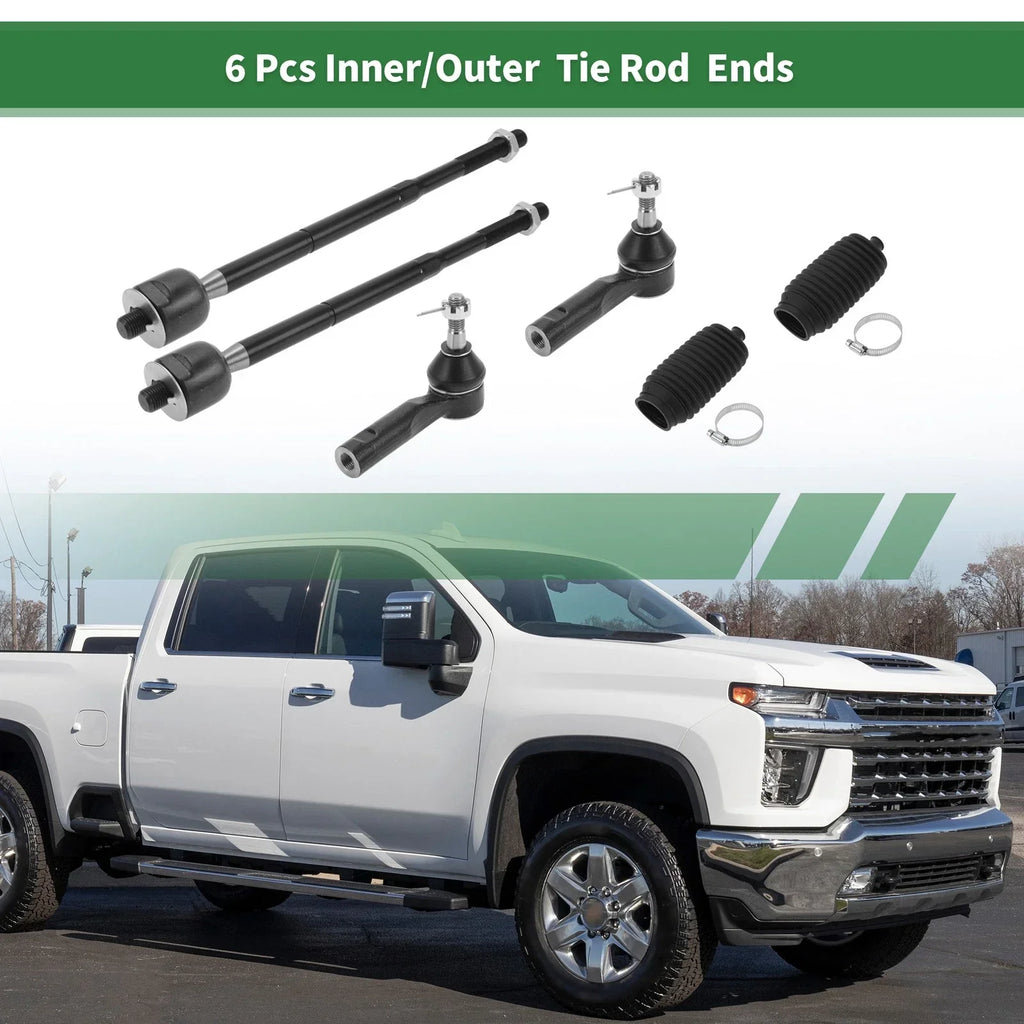 6pcs Front Suspension Kit Tie Rod Ends with Boots for Pontiac Torrent