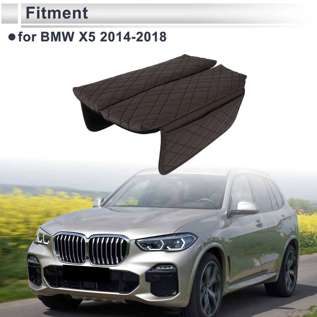 Center Console Cover with Storage Bag for BMW X5 (2014–2018) Deep Brown