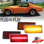 4X Amber Front & Red Rear LED Side Marker Lights for Chevy Corvette C3 (1974–1979)