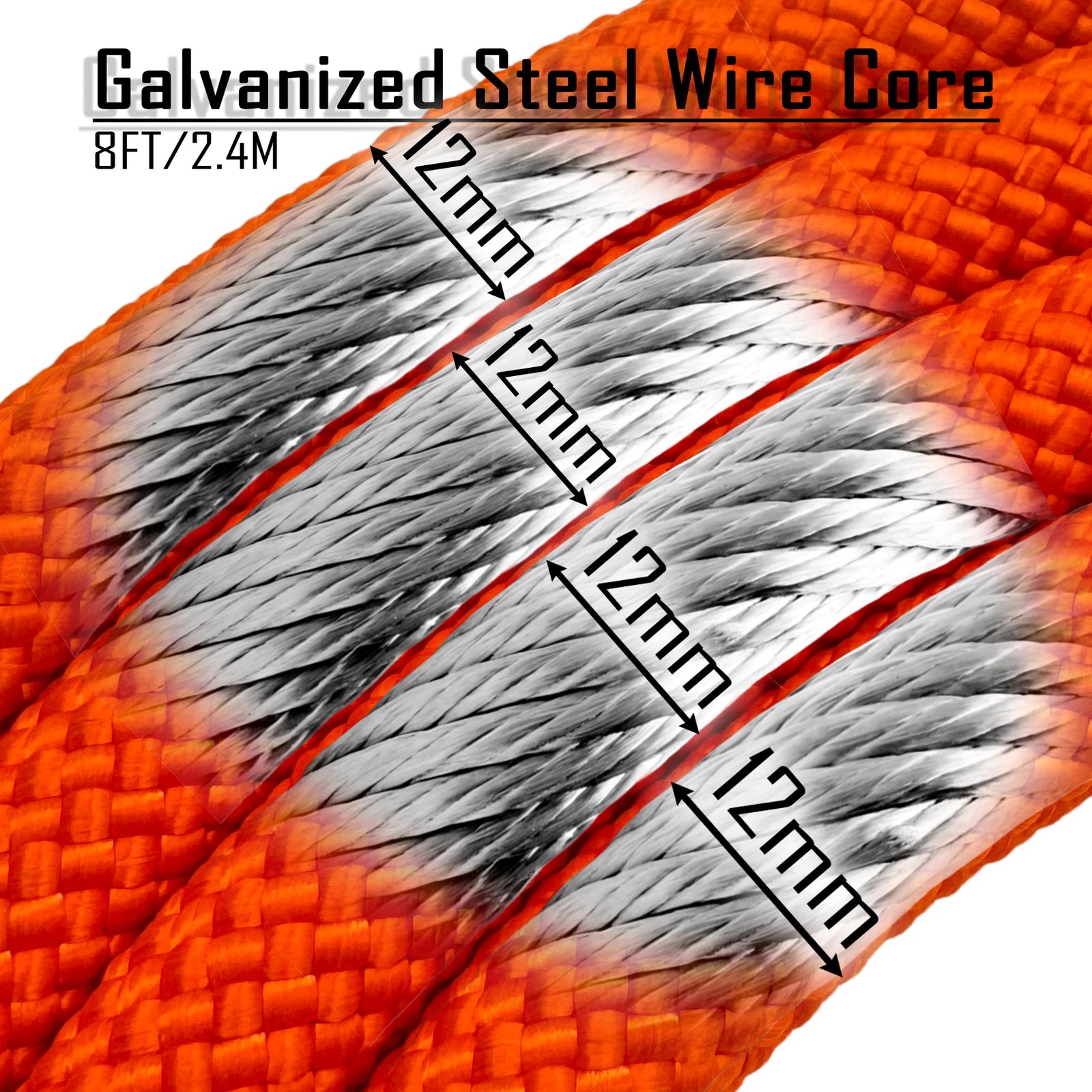 1/2" x 8' Steel Core Climbing Rope Lanyard Kit with Swivel Snap