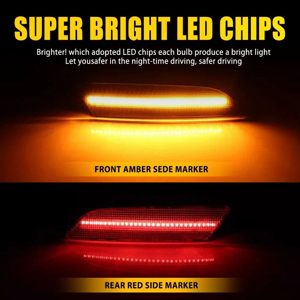 4X Smoke Front & Rear Bumper Side Marker Lights for Chrysler Crossfire (2004–2008)