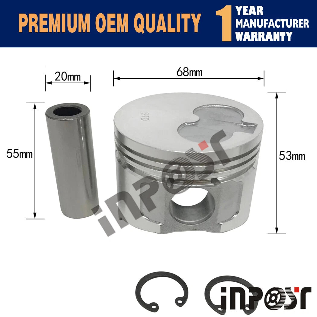Set of 3 Pistons with Rings for Yanmar 3TNE68 (68mm)