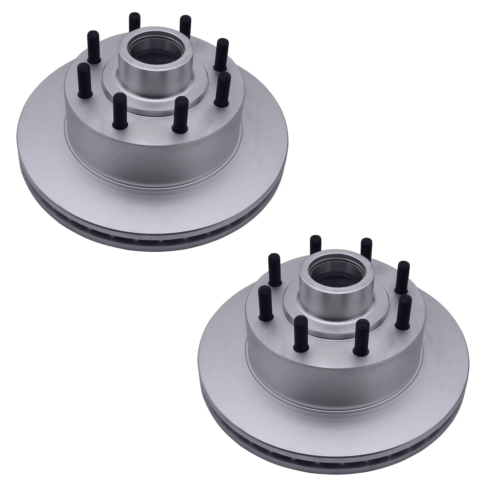 Set of 2 Front Coated Disc Brake Rotors & Hubs for Ford E-350 E-450 (2000–2023)