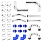 2.5" Polished Aluminum Intercooler Pipe Kit with Hose and Clamp Universal