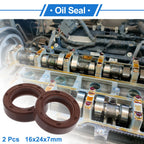 2X Oil Seal Rotary Shaft Seal for Various Models (16x24x7mm) FKM Rubber