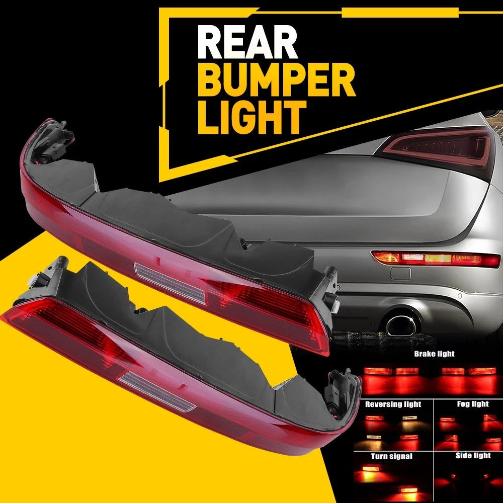 Set of 2 Rear Bumper Lamp Stop Light Reflectors Red Lens for Audi Q7 (2016–2020)