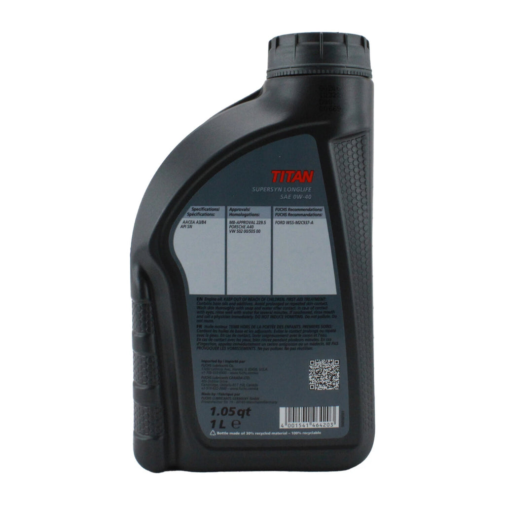 Fuchs TITAN SUPERSYN LONGLIFE SAE 0W-40 Engine Oil 1L for BMW Mercedes