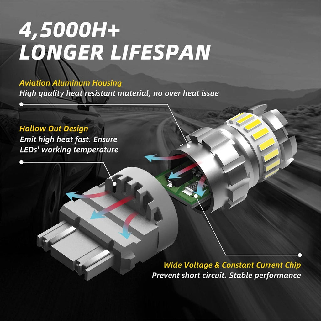 2X 3157 3156 LED 6500K Reverse Backup Brake Tail Light Bulbs for Cars