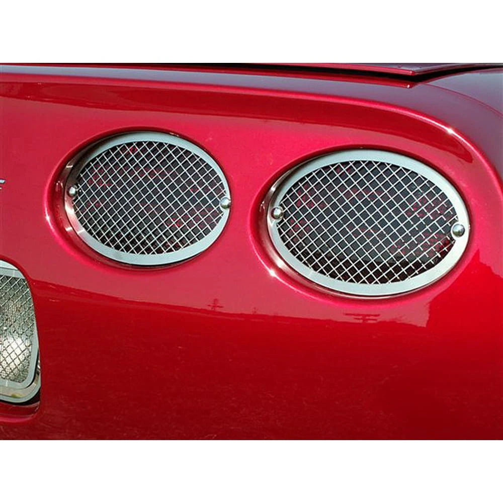 Tail Light Grilles Laser Mesh Polished Stainless for 1997-2004 Chevy Corvette