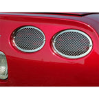 Tail Light Grilles Laser Mesh Polished Stainless for 1997-2004 Chevy Corvette