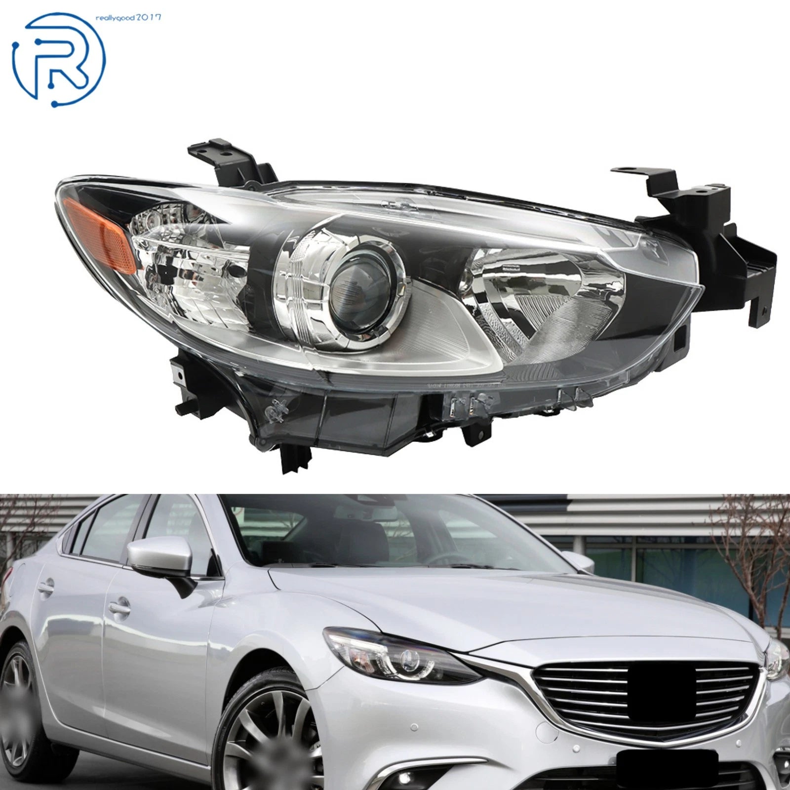 Passenger Right Side Headlight for Mazda 6 (2014–2017) Halogen Black Housing