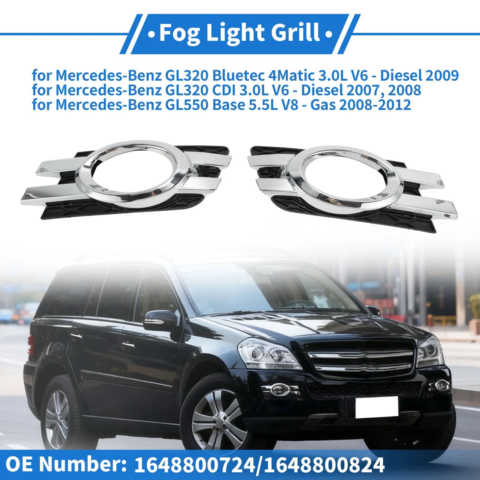 Front Bumper Fog Light Cover No. 1648800724 for Mercedes-Benz 