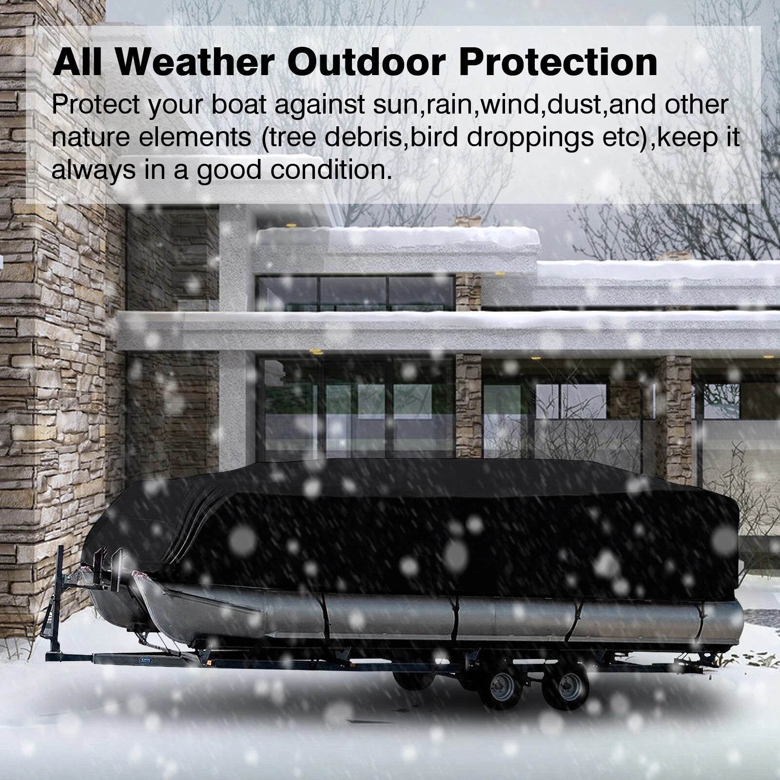 Pontoon Boat Cover 17-24ft Waterproof Heavy Duty UV Rain Dust Protection