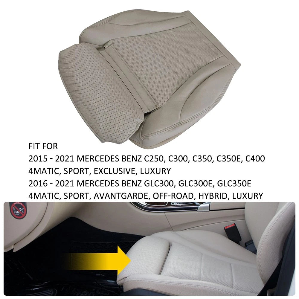Leather Driver Bottom Seat Cover for Benz C250 C300 C350 (2008-2021)