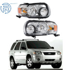 Set of 2 Halogen Chrome Headlight Assembly for Ford Escape (2005–2007)
