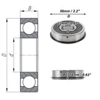 Deep Groove Ball Bearing 22x56x16mm for Scooter Skateboard (63/22NR2RS)