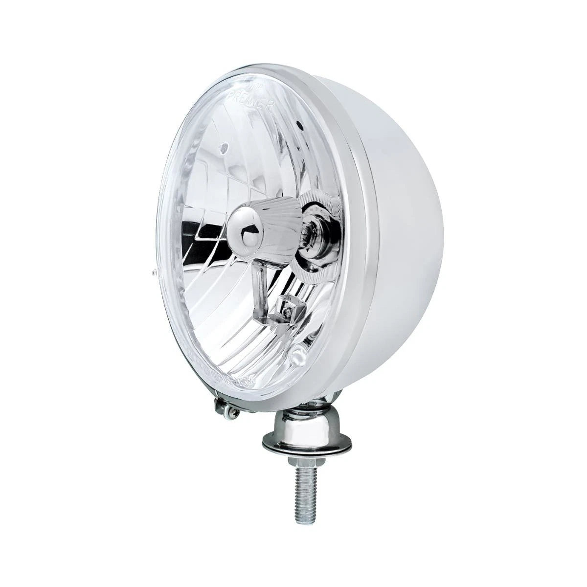 7In Chrome Kingbee Style 12V Headlight Pair with H4 Halogen Bulbs (All)