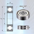 20pcs 627ZZ Deep Groove Ball Bearings for Various Models (7x22x7mm)
