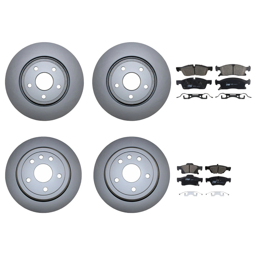 Front and Rear Brake Kit Disc Rotors & TRW Pro Ceramic Pads for Dodge Jeep