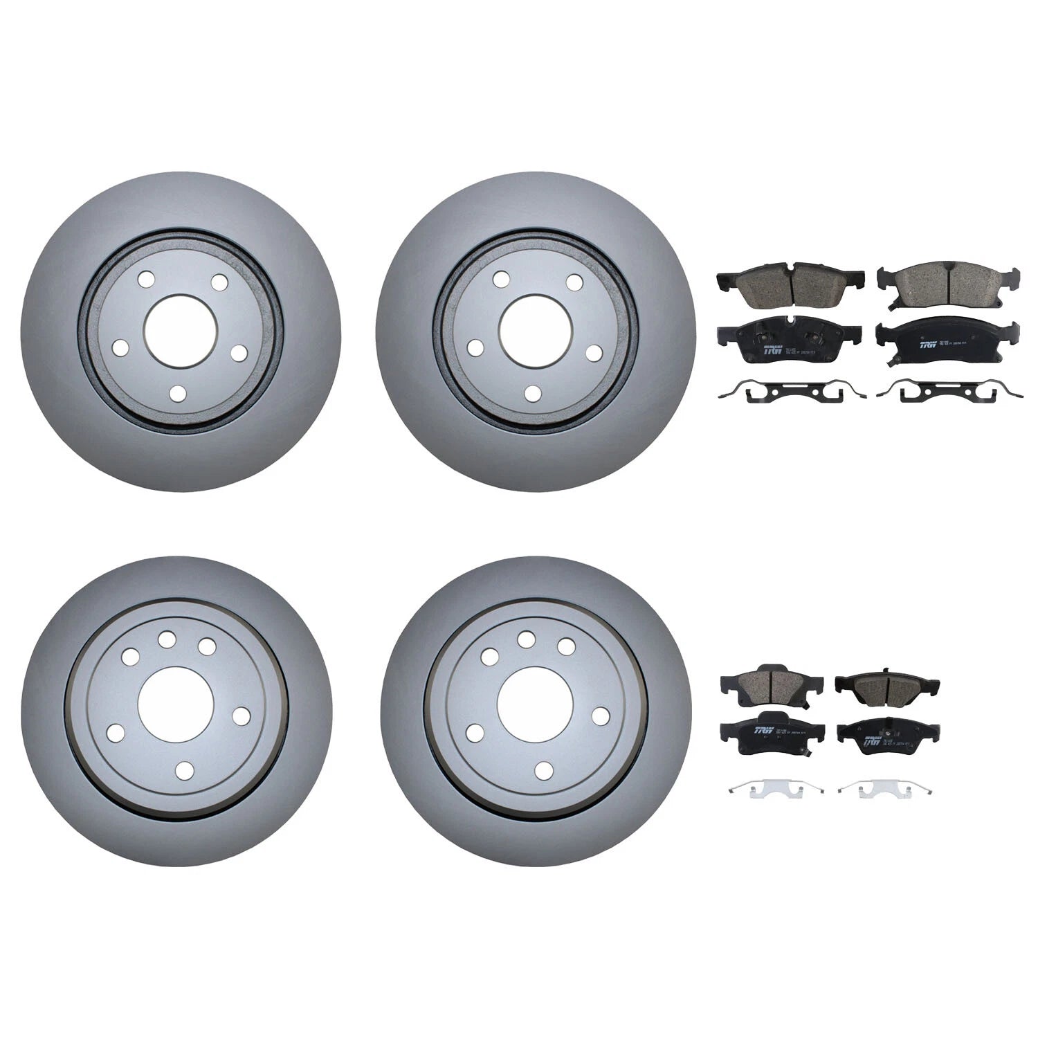 Front and Rear Brake Kit Disc Rotors & TRW Pro Ceramic Pads for Dodge Jeep