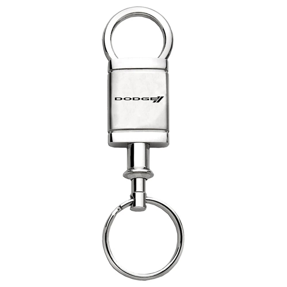 Stripe Logo on Satin-Chrome Valet Keychain - Officially Licensed for Dodge