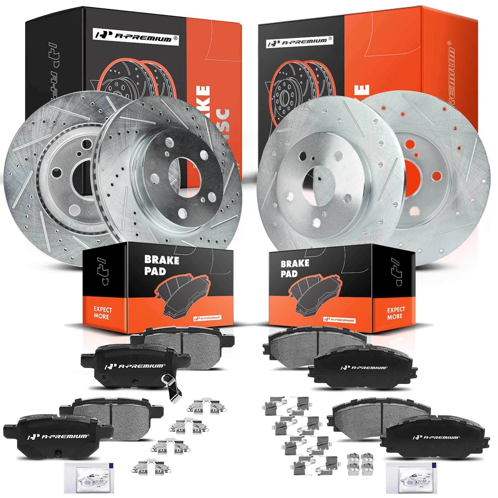 Front & Rear Drilled Brake Rotor & Ceramic Pad for Scion xB (2008-2015)