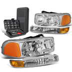 Chrome Amber Signal Headlights & Bumper Lamps for GMC Sierra (1999–2007)