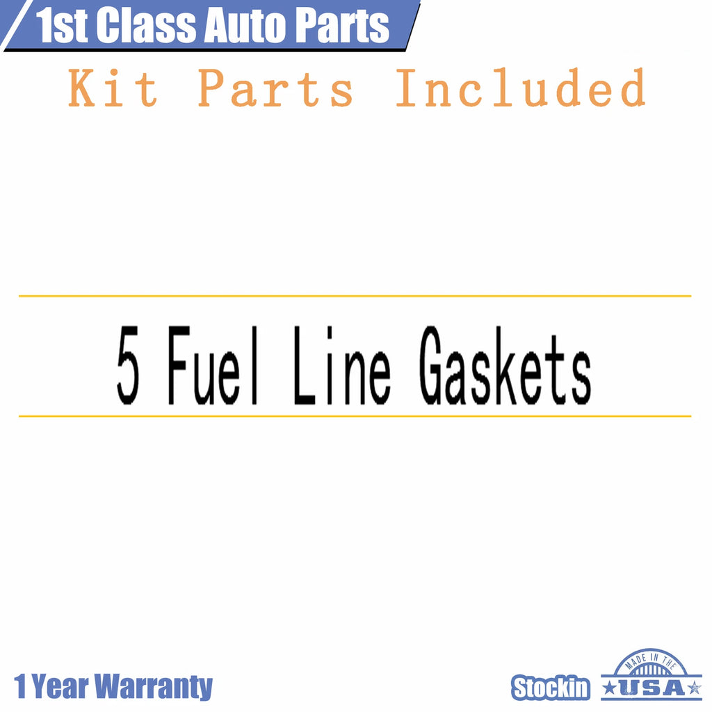 Set of 5 Fuel Rail Return Line Gaskets for Chevy Silverado GMC Sierra (2001–2007)