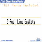 Set of 5 Fuel Rail Return Line Gaskets for Chevy Silverado GMC Sierra (2001–2007)