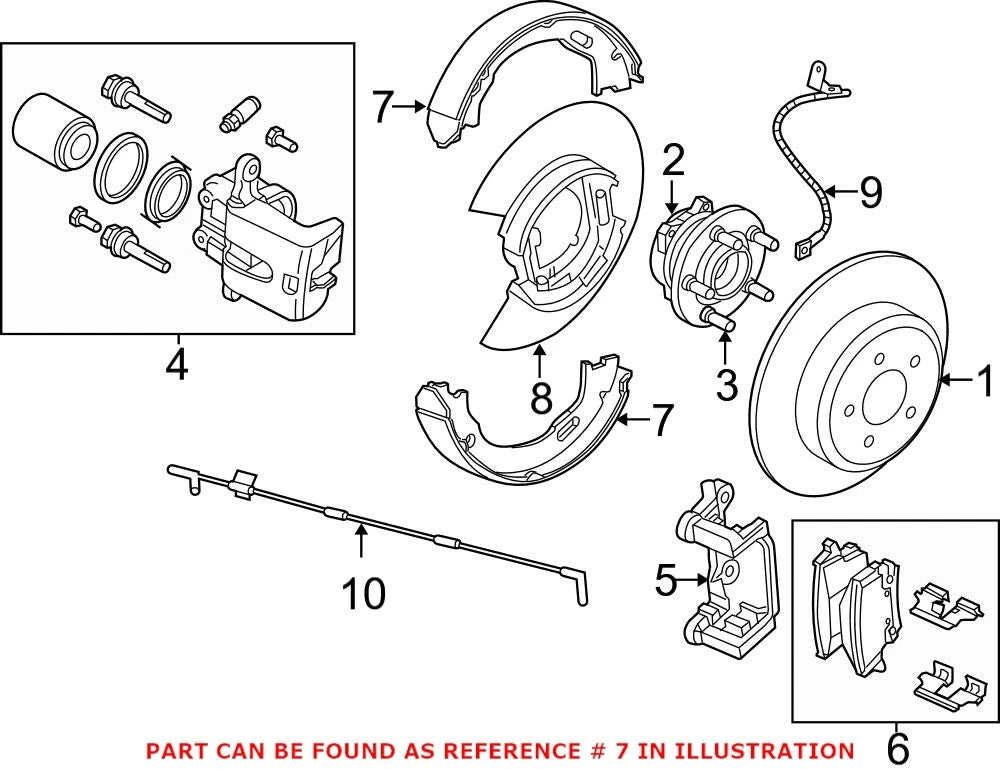 Rear Parking Brake Shoe for Chrysler 300, Dodge Durango, Magnum (OEM)